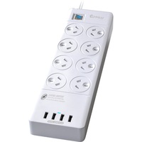 SANSAI PAD4088H 8 Way Power Board With USB Surge 4 USB 4.2A Master On/Off Switch 8 WAY