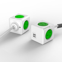 ALLOCACOC PCEUGN 4 Way Green Surge Protected Powercube With USB 4 WAY SURGE PROTECTOR WITH USB