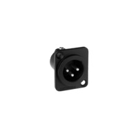 AMPHENOL PD5346 3 Pin Panel XLR Plug (Ac3mmdzb Metal Black Square- Solid Pins Zinc Diecast Shell 3