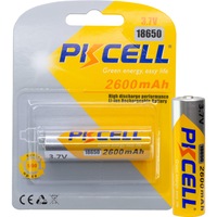 PKCELL PK18650/26 3.7V 2600Mah 18650 Lithium Ion Battery Rechargeable Flat Top No Memory