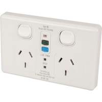 POWERTECH PS4048 10A Double Gpo With Rcd 30Ma Rated Trip Current 10A DOUBLE GPO WITH RCD