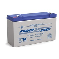 POWER SONIC PS6100 6V 12Amp Sla Battery F1 Terminal Sealed Lead Acid Size:151 X 99 X 50(Lhd Inc.