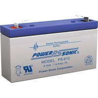 POWER SONIC PS612 6V 1.4Amp Sla Battery F1 Terminal Sealed Lead Acid Size:97 X 24 X 51 Weight:300G