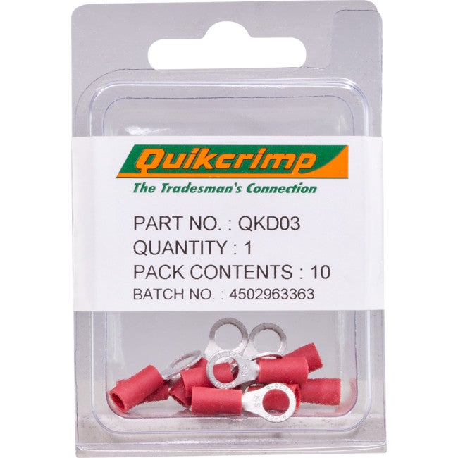 QUIKCRIMP QKD03 Rt1.25-5 / 10Pk Ring Terminals Quickcrimp RT1.25-5 / 10PK RING TERMINALS