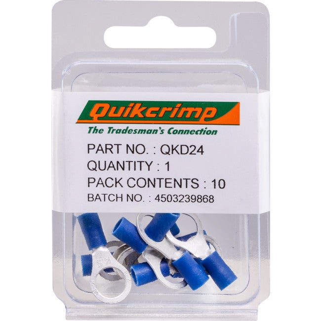 QUIKCRIMP QKD24 Rt2-8 / 10Pk Ring Terminal Quickcrimp RT2-8 / 10PK RING TERMINAL