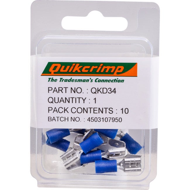 QUIKCRIMP QKD34 Pb2-6.4 / 10Pk Quick Connect Quickcrimp PB2-6.4 / 10PK QUICK CONNECT