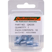 QUIKCRIMP QKD35 10Pk Clear Insulated Connector F1qc2-6.4 Quickcrimp 10PK CLEAR INSULATED