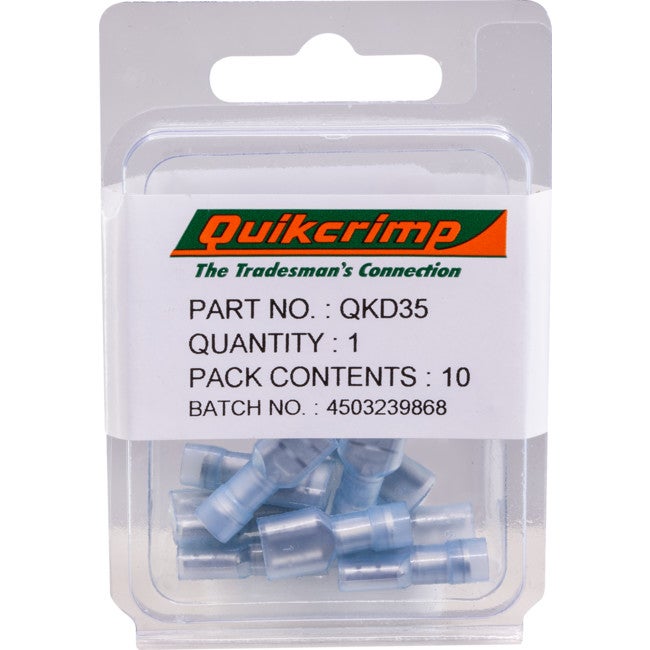 QUIKCRIMP QKD35 10Pk Clear Insulated Connector F1qc2-6.4 Quickcrimp 10PK CLEAR INSULATED