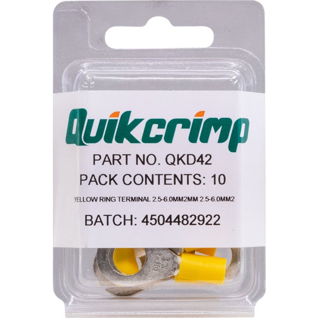 QUIKCRIMP QKD42 Rt6-10 / 10Pk Ring Terminal Quickcrimp RT6-10 / 10PK RING TERMINAL