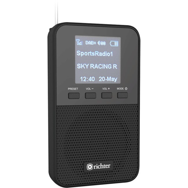 RICHTER RR10 DAB+ FM Pocket Digital Radio 40 Presets Spk Headphone 1.44" Display Screen DAB+ FM