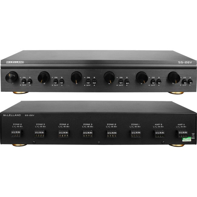 MCLELLAND SS26V 6-Way Premium Speaker Selector & Volume Control 150W Totalrms Dual Amplifier
