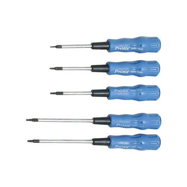 PROSKIT SW2125H 5-Piece Star Screwdriver Set Tamper Proof Hole T5 6 7 8 9 Sizes: T05h, T06h, T07h,