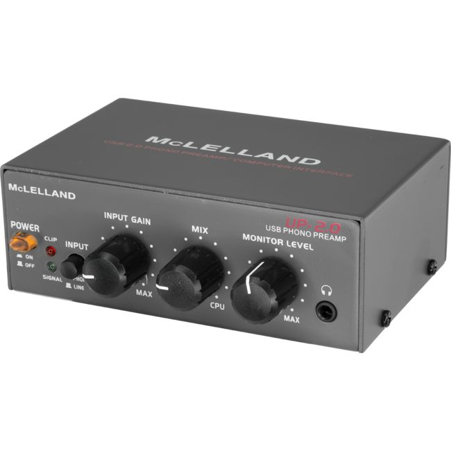 MCLELLAND UP2 Phono Preamp With USB Incl Gain Control External Housing, Reliably Shielded