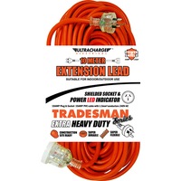 ULTRACHARGE UR24010T 10M Heavy Duty Extension Lead Tradesman- Orange& Clear Plug Power LED