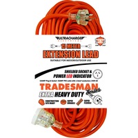 ULTRACHARGE UR24015T 15M Heavy Duty Extension Lead Tradesman- Orange& Clear Plug Power LED