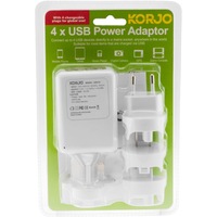 KORJO USB04 Interchangeable Worldwide Plug With 4 X USB Outlet INTERCHANGEABLE WORLDWIDE