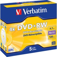 VERBATIM VDVD+RW5 5Pk DVD+Rw In Jewel Case 1-4X 4.7Gb Type: DVD+Rw Re-Writeable 5PK