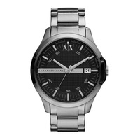 Armani Exchange Hampton Black Face Silver Band Watch - AX2103 Stainless Steel 723763184380