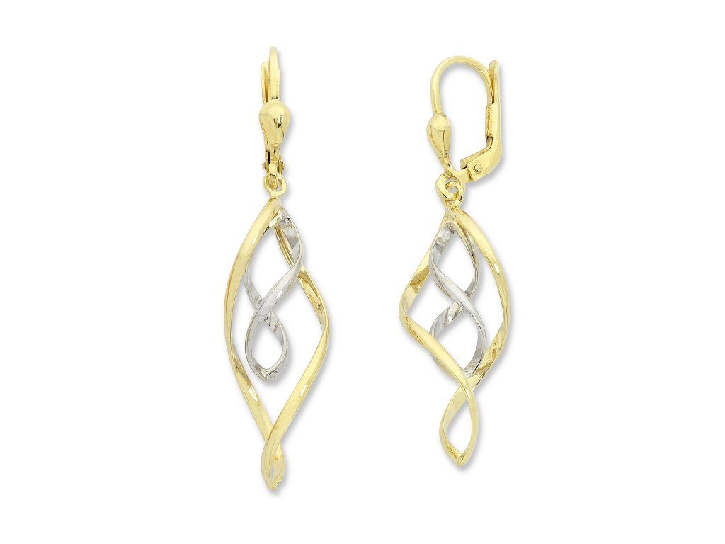 Bevilles 9kt Two Tone Silver Infused Double Infinity Drop Earrings