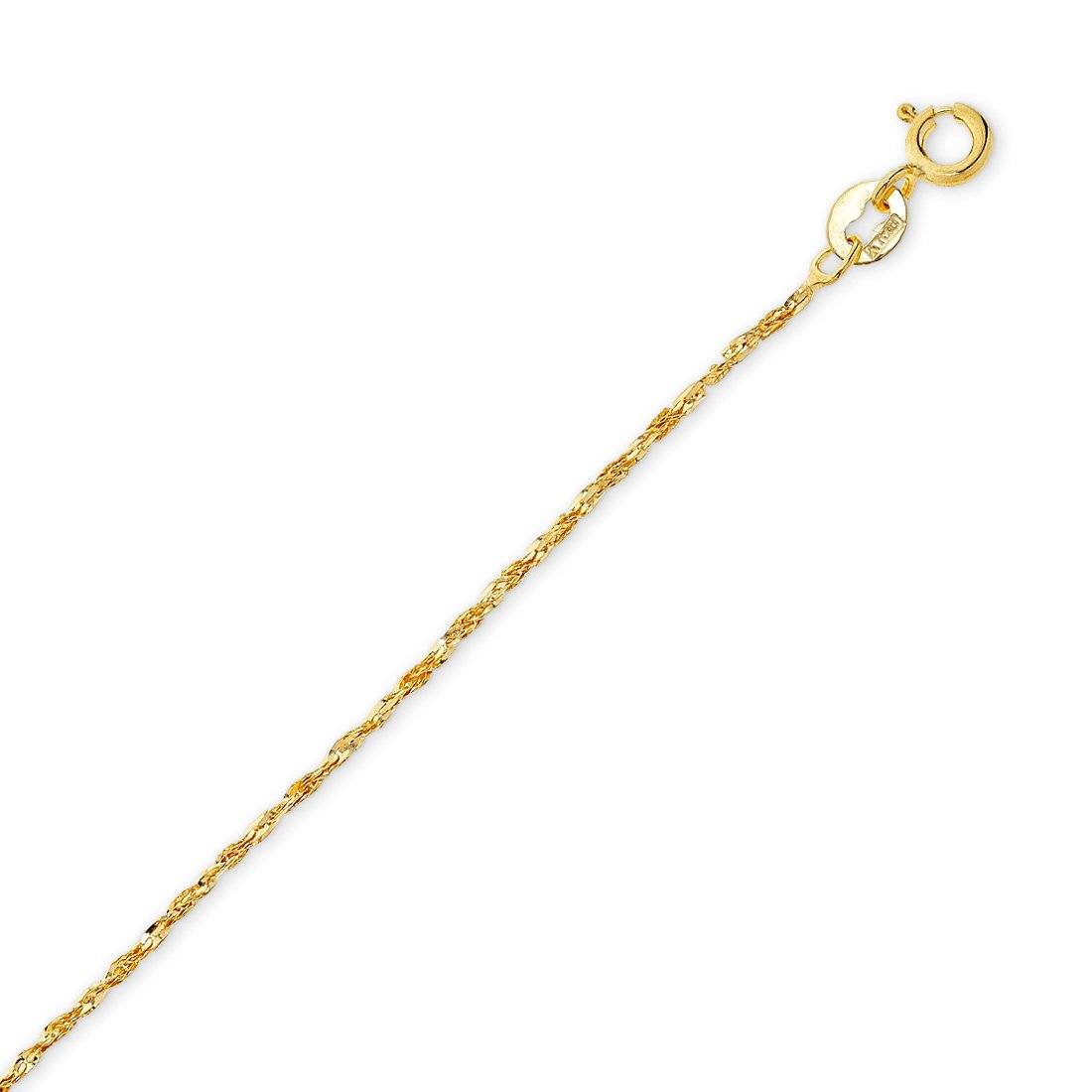 Bevilles 9ct Yellow Gold 40cm Diamond Cut Twist Necklace Rope Chain