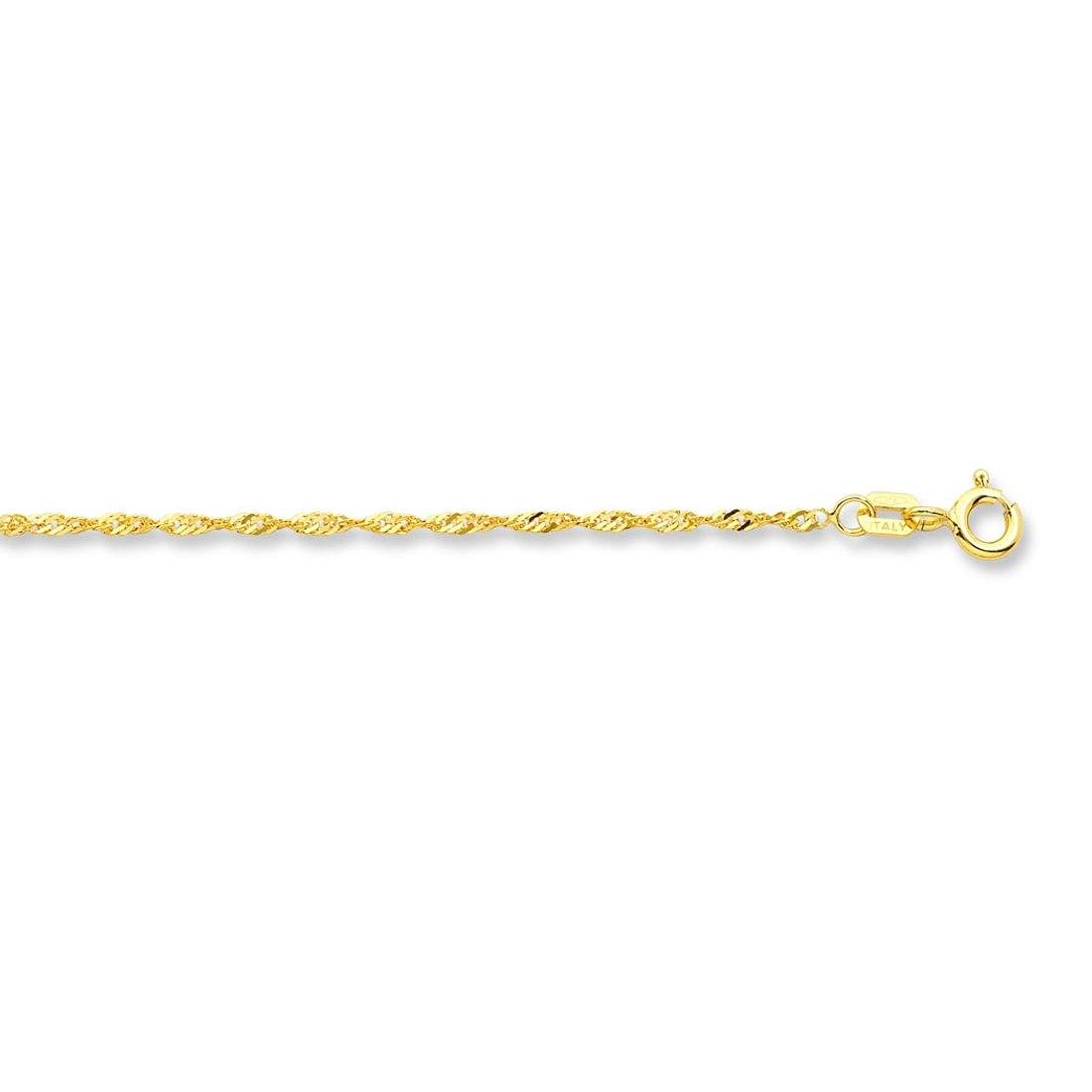 Bevilles 9ct Yellow Gold Singapore Chain Necklace 55cm 0