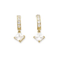 Bevilles 9kt Yellow Gold Cubic Zirconia Drop Hoop Earrings Stud