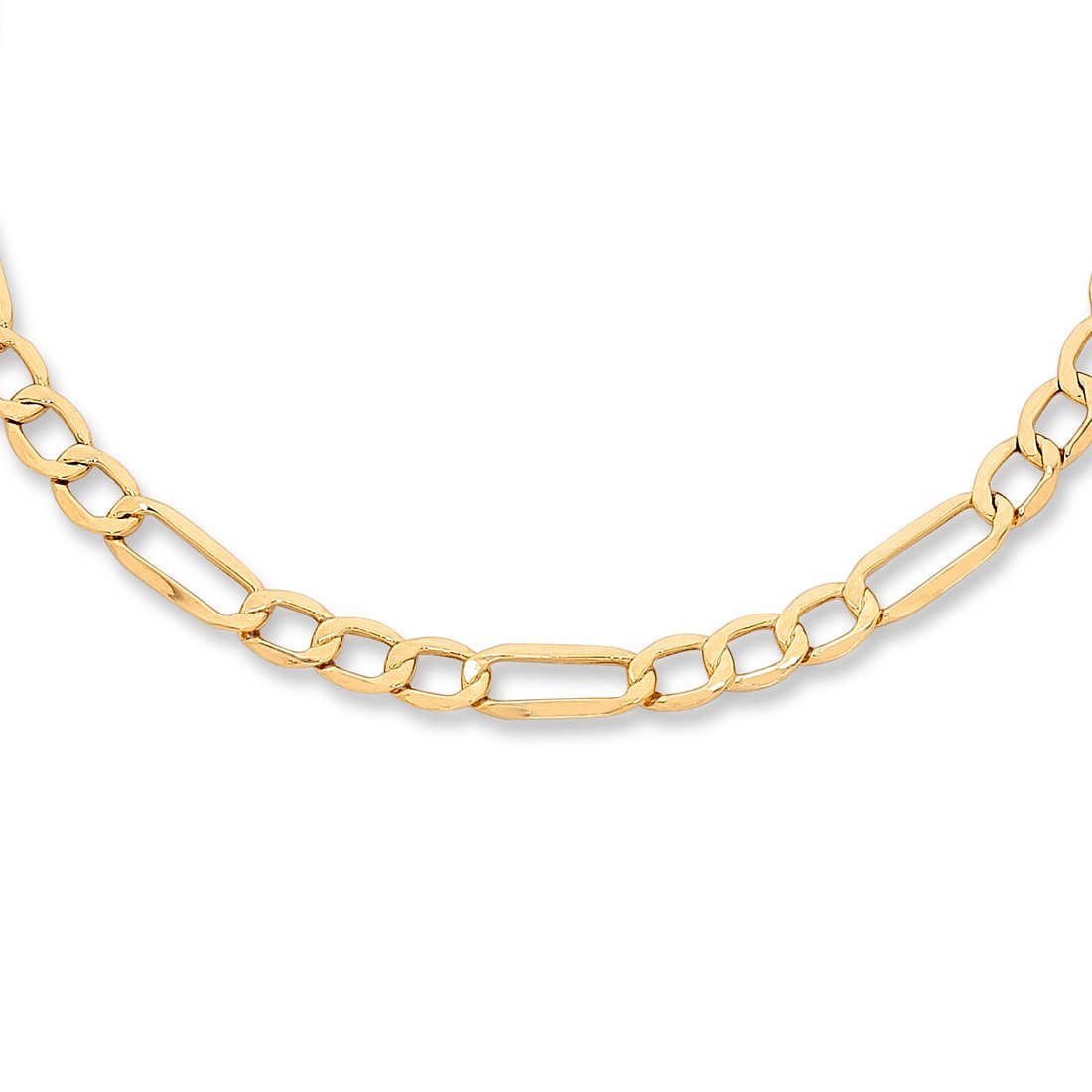 Bevilles 9ct Yellow Gold Silver Infused Figaro Necklace 45cm