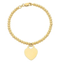 Bevilles 9kt Yellow Gold Silver Infused Bracelet with Heart Charm