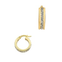Bevilles 9kt Yellow Gold Silver Infused Crystal Hoop Earrings 10mm