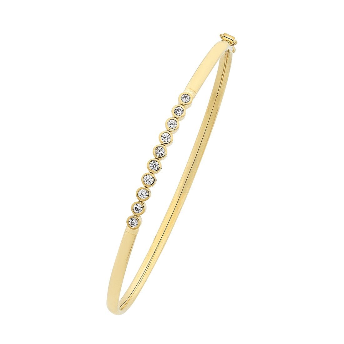 Bevilles 9ct Yellow Gold Silver Infused Cubic Zirconia Oval Bangle