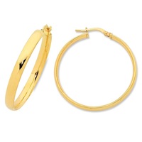 Bevilles 9kt Yellow Gold Silver Infused Hoop Earrings