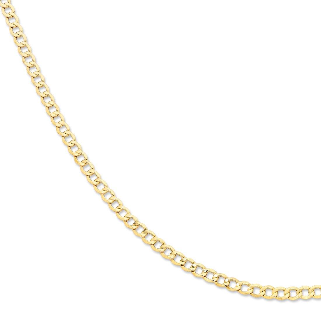Bevilles 9ct Yellow Gold Silver Infused Curb Chain Necklace 50cm