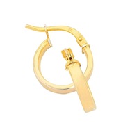 Bevilles 9kt Yellow Gold Silver Infused 2mm x 15mm Plain Square Hoop Earrings
