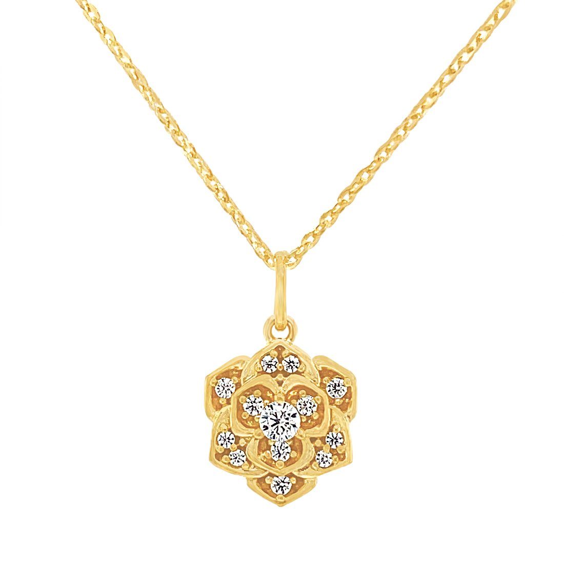 Buy Bevilles 9ct Yellow Gold Silver Infused Rose Necklace with
