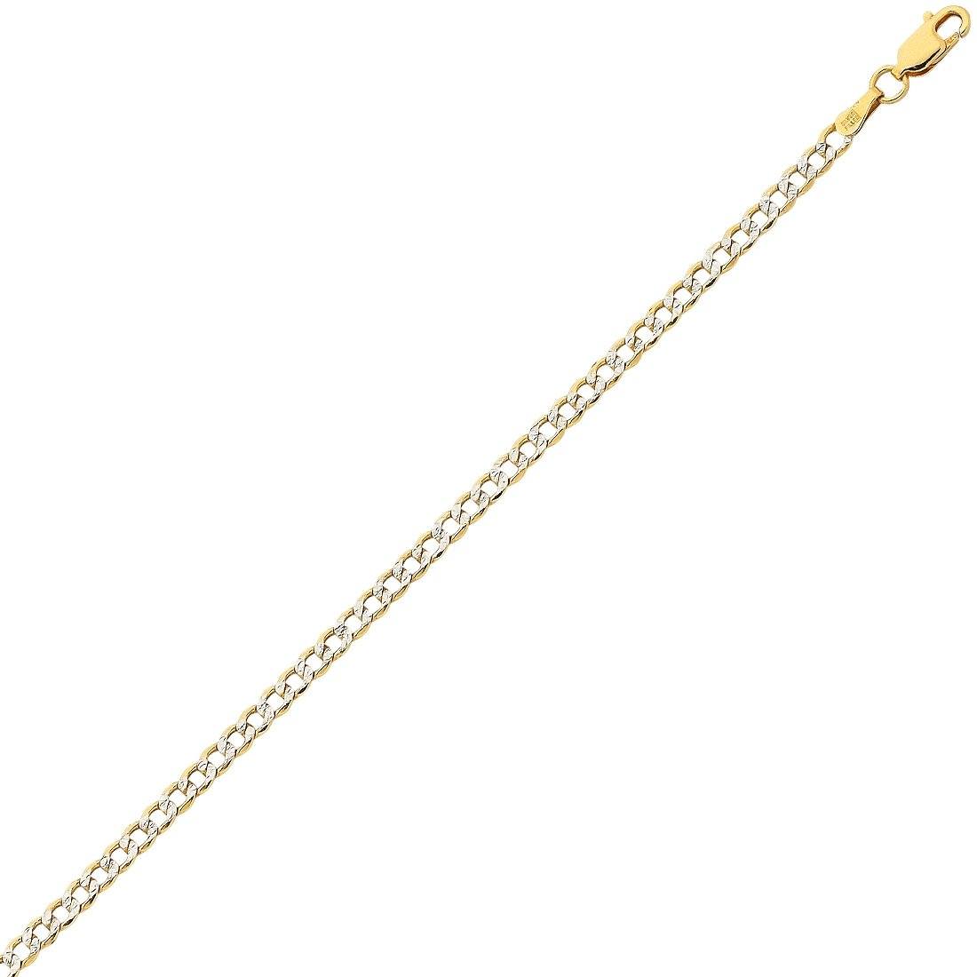 Bevilles 9ct Yellow Gold Silver Infused Two Tone Curb Chain Necklace