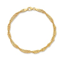 Bevilles 9kt Yellow Gold Singapore Twist Bracelet 19cm
