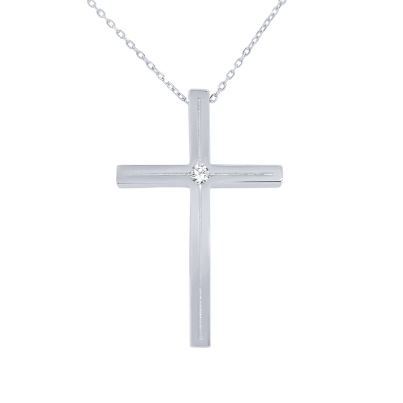 Buy Bevilles Cross Necklace with Cubic Zirconia in Sterling Silver ...