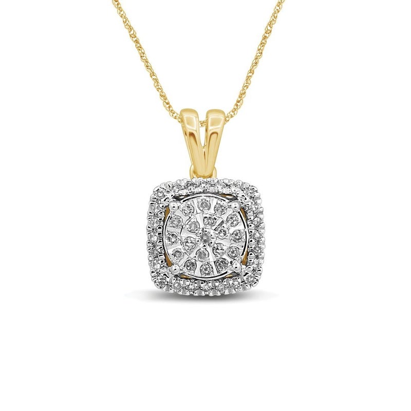 Buy Bevilles Martina Sqaure Halo Necklace with 1/5ct of Diamonds in 9ct ...