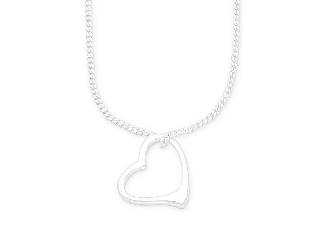 Bevilles 45cm Sterling Silver Open Heart Necklace Pendant