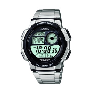 Casio Mens Digital Watch Model- AE1000D-1 Stainless Steel World Time 4971850443391 Black