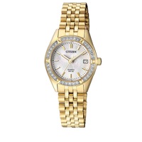 Citizen Ladies Gold Stone Set Watch EU6062-50D Stainless Steel Stone Set 4974374261861 Silver