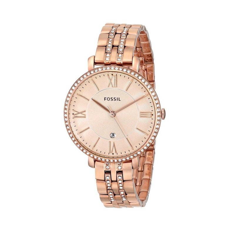 Buy Fossil Ladies Jacqueline Rose Gold Watch ES3546 Stainless Steel ...