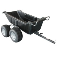 Dump Cart Poly Tray Heavy Duty 680 kg tow Ride On Mower, ATV 4 wheels 1500 lbs