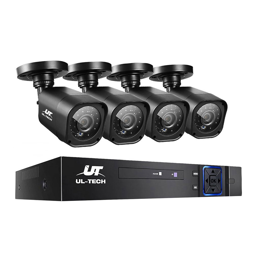 UL-TECH 4CH 5 IN 1 DVR CCTV Security System 1080P HDMI Black
