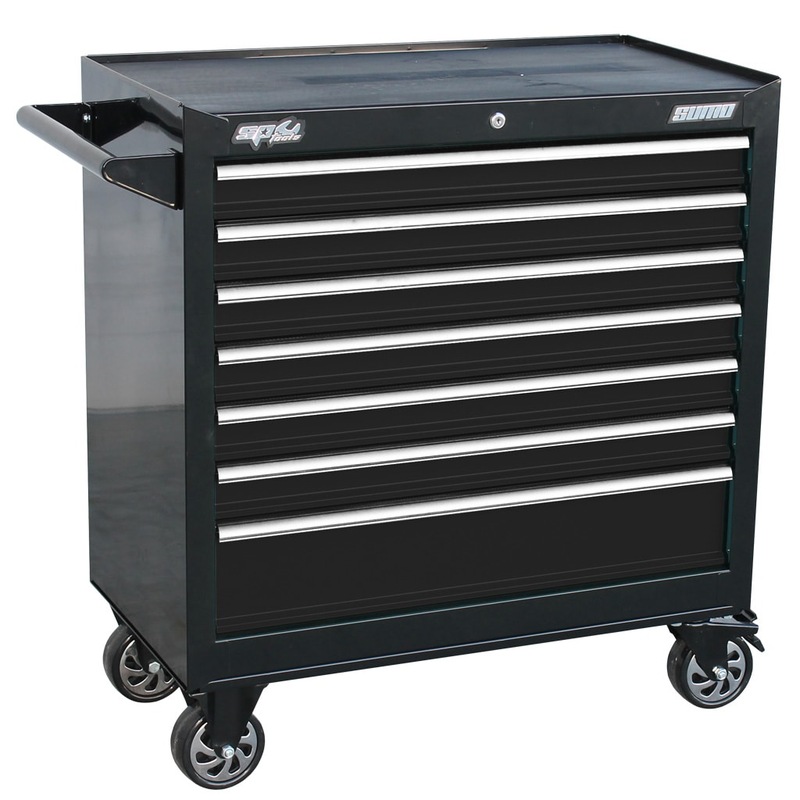 Buy SP Tools Box 7 Drawer Trolley Stackable Storage Black