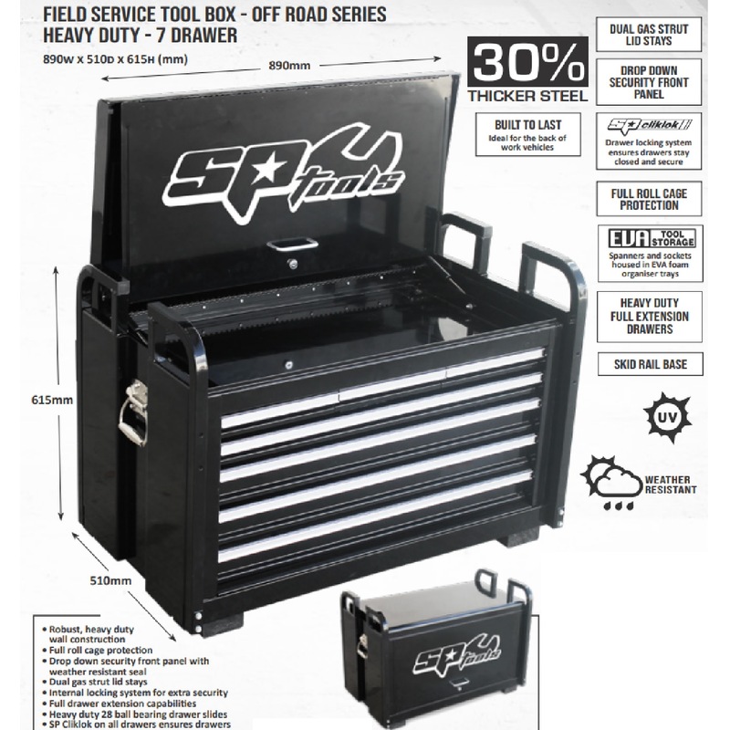 Buy SP Tools Box Truck Off Road Black Toolbox 7 Drawer Chest Garage