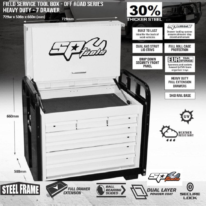 SP Tool Box SP40317 30% Thicker Steel Toolbox Truck Off Road 7 Drawer ...