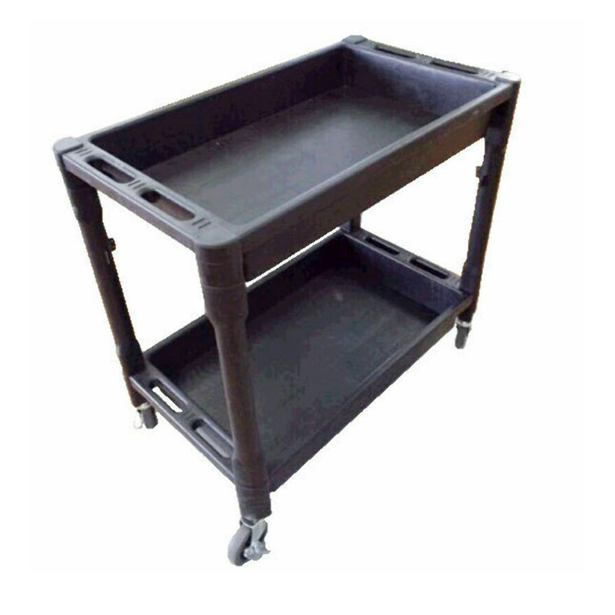 Utility Cart Service Trolley Tool Cart 2 Tiers for warehouse workshop - Black