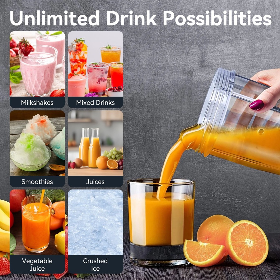 Stelive 1000W Electric Juice Blender Portable Blender Fresh Juice Mixer Smoothie Maker Electric Shakes Juicer Machine (Black)