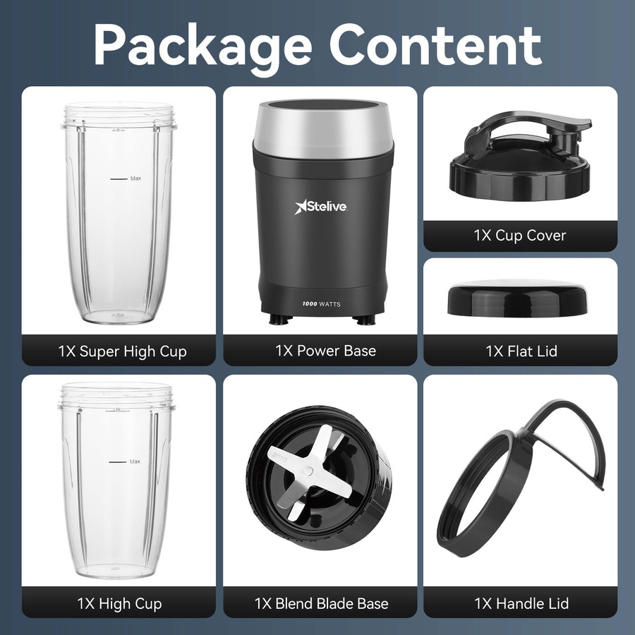 Stelive 1000W Electric Juice Blender Portable Blender Fresh Juice Mixer Smoothie Maker Electric Shakes Juicer Machine (Black)